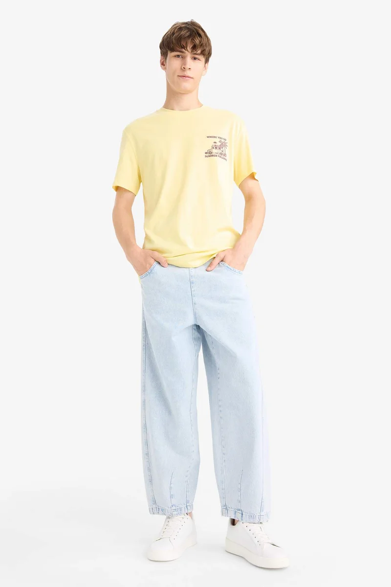 DeFacto Regular Fit Crew Neck Printed Short Sleeve T-Shirt