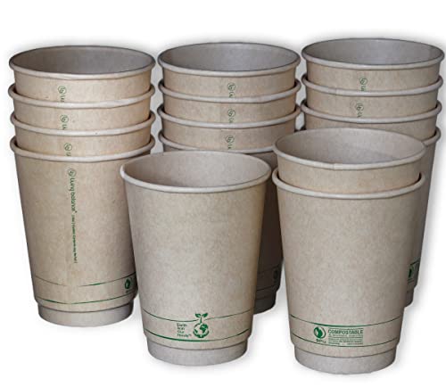 LB  12oz  100 Pack  Certified Compostable Coffee Cups by Living Balance  100 compostable coffee cups with Integrated Sleeves  Leak Proof BPAFree Sturdy  Biodegradable  Events Home  Shops