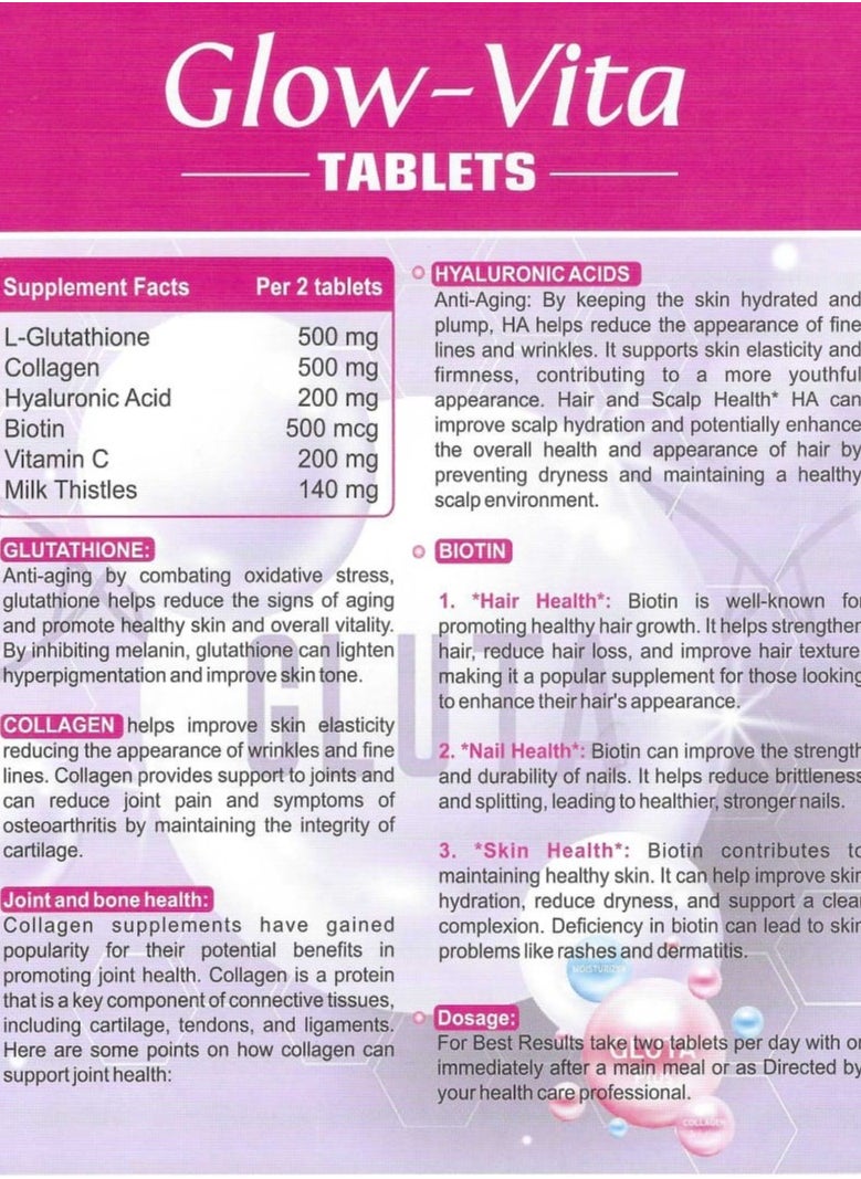 Vox Dei Labs Glow Vita Skin Care Tablets – Unique Formula with L-Glutathione, Collagen, Hyaluronic Acid, Biotin & Vitamin C for Radiant Skin | 30 Tablets for Men & Women  - Image 4