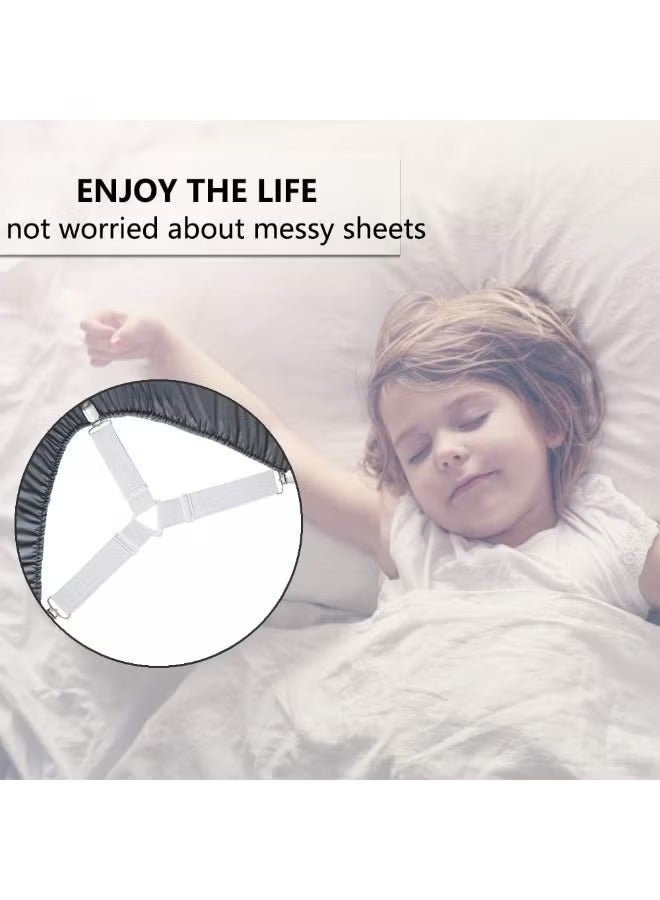 4PCS Bed Sheet Straps, Adjustable Elastic Fasteners with Metal Clips, Triangle Sheet Fasteners, Fitted Bed Sheet Holders for Bed, Mattress Cover, Fitted Bed Sheets, Sofa Cushion - Multiple Colors Available - Image 5
