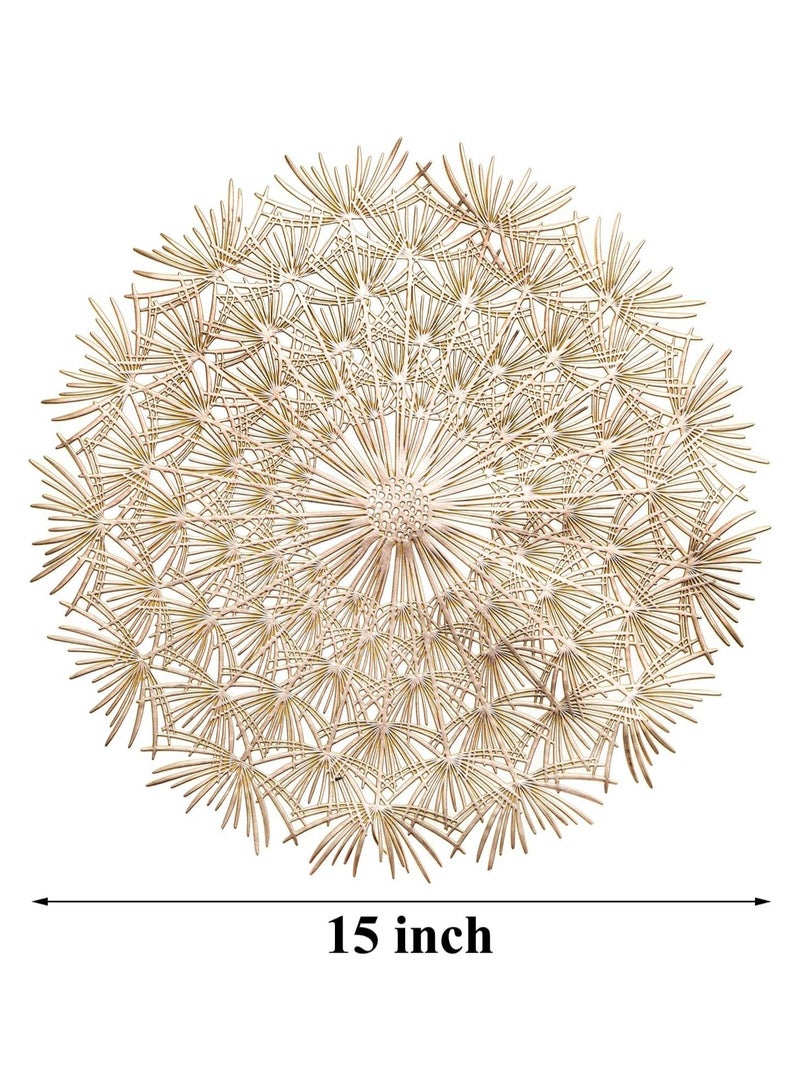 general 12 Pieces Pressed Vinyl Placemats, 15 Inch Round Placemats Metal Dandelion Gold Table Runner for Table Centrepieces - Image 2