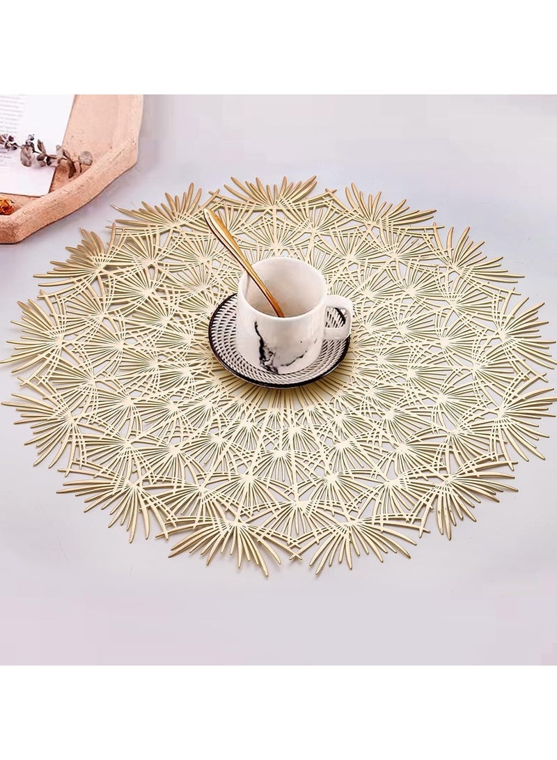 general 12 Pieces Pressed Vinyl Placemats, 15 Inch Round Placemats Metal Dandelion Gold Table Runner for Table Centrepieces - Image 3