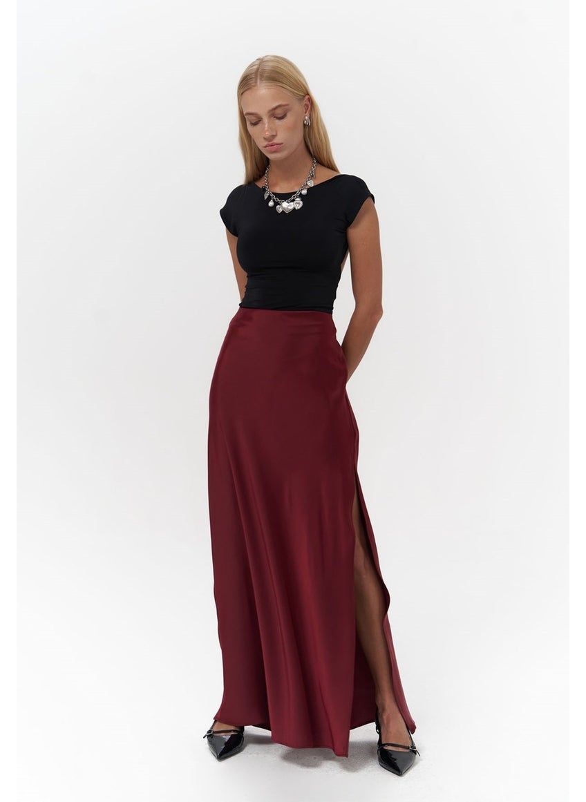 Cecil Slit Detail Burgundy Satin Skirt - pzsku/Z96C6179D2E53A03AF4DBZ/45/_/1741093436/67b24a8e-40de-4a20-8292-850928570f0c