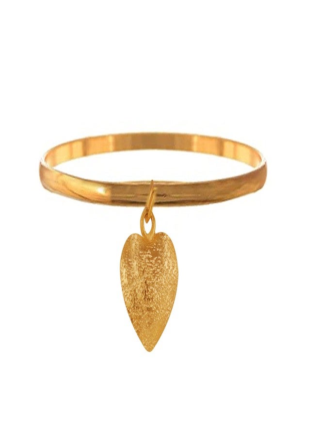 JFL - Jewellery for Less Romantic|Valentines day|Gift idea|for her|Women| Girls|Wife|Girlfriend|Lover|Fiance|Crush Stylish Valentine's Special One gram Gold Plated Hanging Heart Bangle|Bracelet. - Image 1