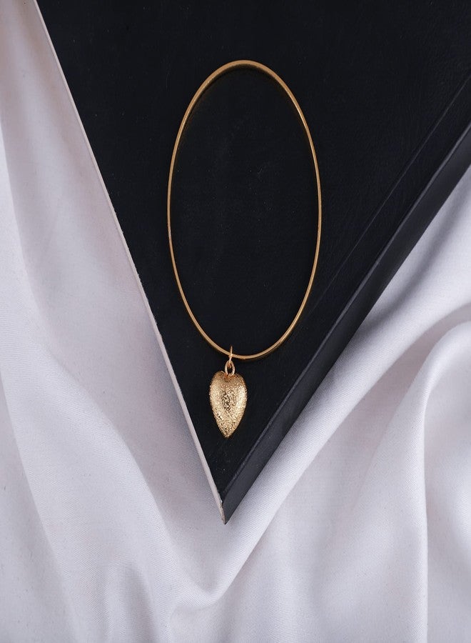 JFL - Jewellery for Less Romantic|Valentines day|Gift idea|for her|Women| Girls|Wife|Girlfriend|Lover|Fiance|Crush Stylish Valentine's Special One gram Gold Plated Hanging Heart Bangle|Bracelet. - Image 3