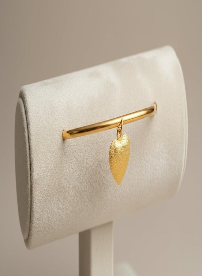 JFL - Jewellery for Less Romantic|Valentines day|Gift idea|for her|Women| Girls|Wife|Girlfriend|Lover|Fiance|Crush Stylish Valentine's Special One gram Gold Plated Hanging Heart Bangle|Bracelet. - Image 2