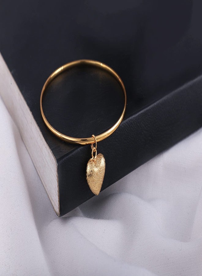 JFL - Jewellery for Less Romantic|Valentines day|Gift idea|for her|Women| Girls|Wife|Girlfriend|Lover|Fiance|Crush Stylish Valentine's Special One gram Gold Plated Hanging Heart Bangle|Bracelet. - Image 5