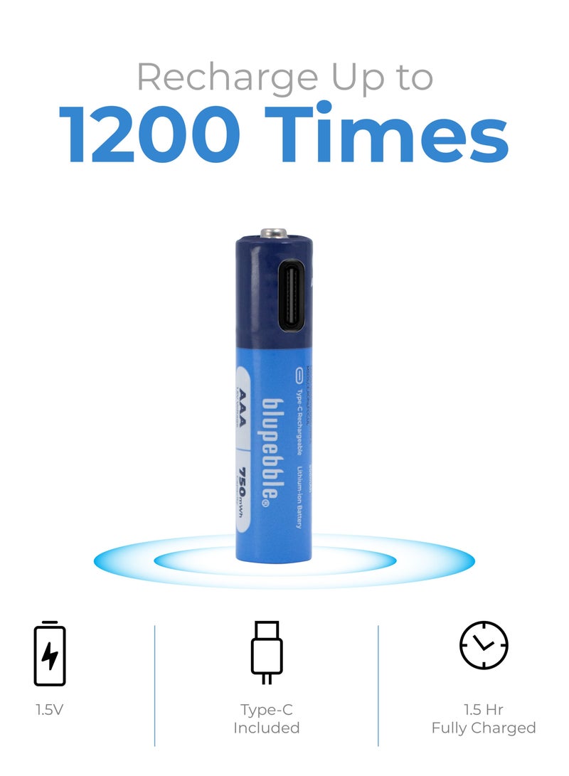 blupebble Blucell Type C AAA 500mAh Rechargeable Batteries  - Image 3