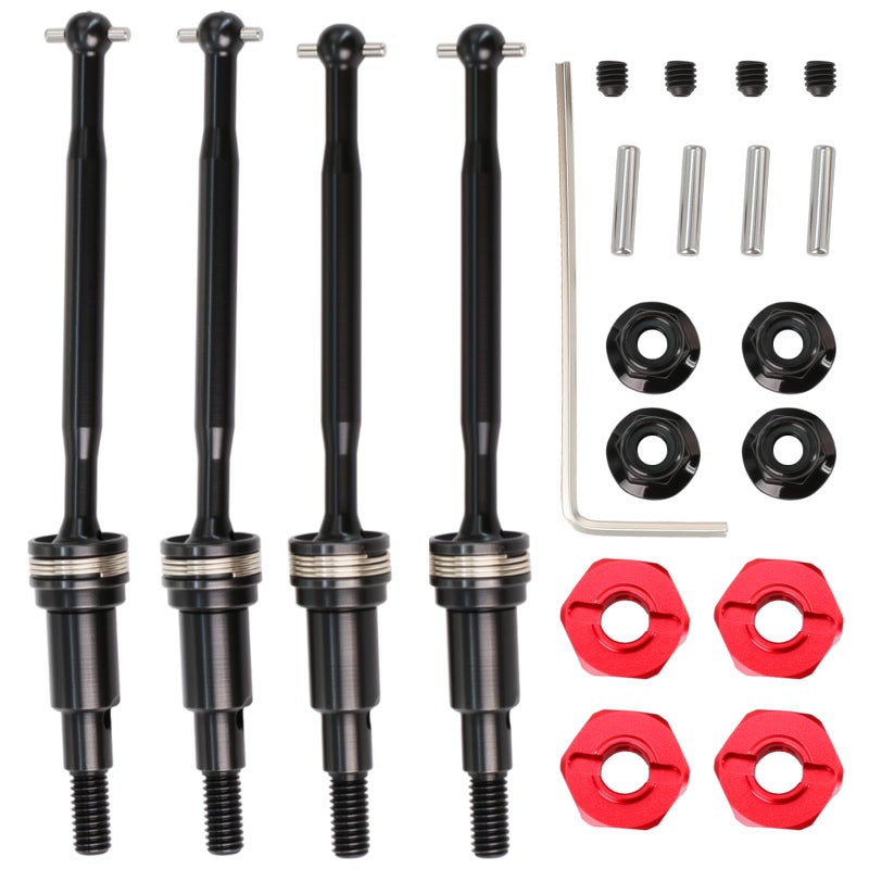 POLANTA 45 Steel CVD Driveshaft Front Rear Drive Shafts Set for ARRMA 118 Granite GROM 114 Typhon GROM Upgrade PartsDrive Shaft Thickened Upgraded Version Black - Image 3