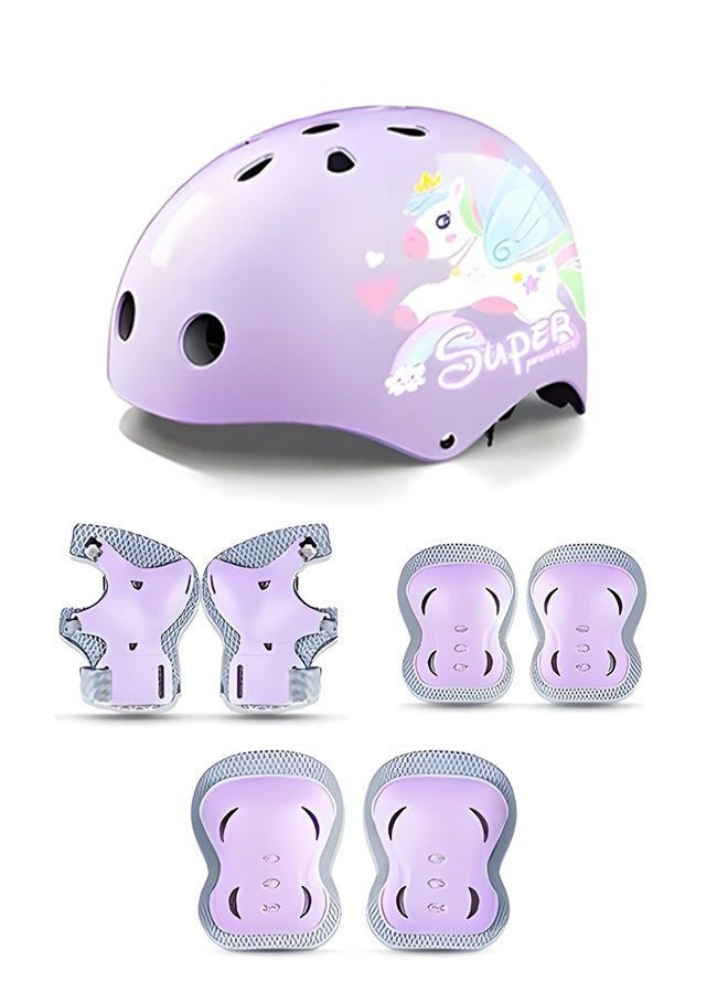 DURKU Adjustable Helmet and Pads Set for Kids - Sports Protective Gear with Adorable Pattern, Ideal for Activities like Cycling, Skateboard, Scooter, Roller Skating - Perfect Gift - Image 1
