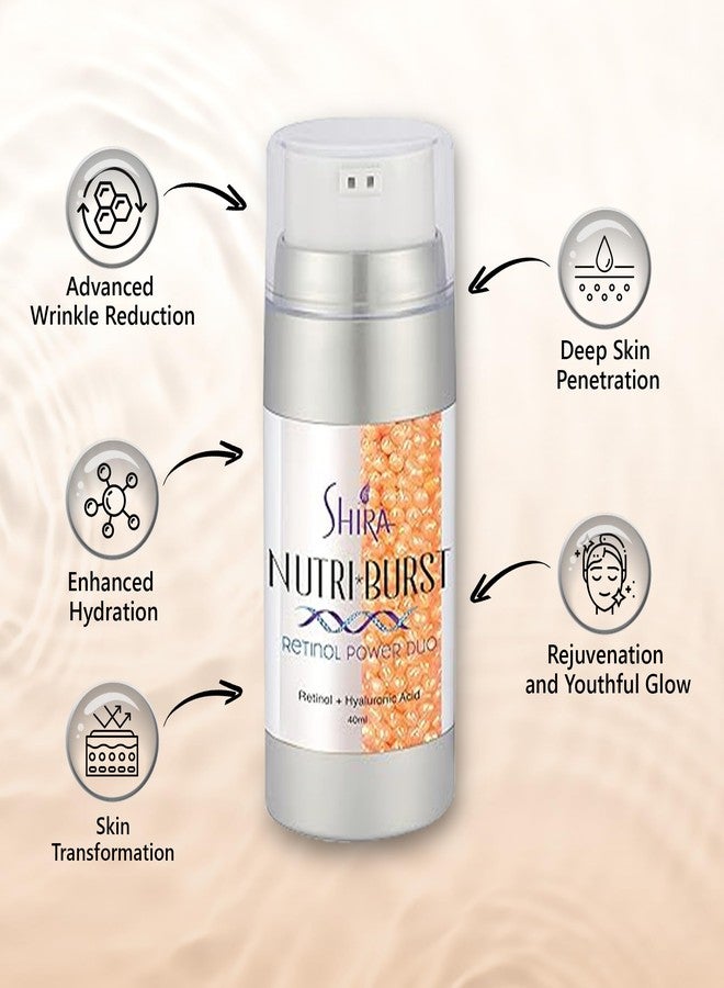 Shira (40 ML) Nutriburst Retinol Power Duo Ordinary Hyaluronic Acid Serum For Skin, Retinol Helps In Collagen Production For Smoother Skin, Anti Aging Serum For Skin Firming, Fine Line And Hydration. - Image 2