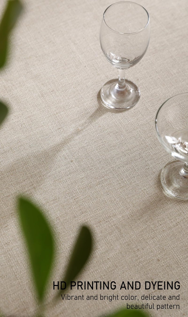 ISAENNE Designer Christmas Linen Small Rectangular Tablecloth,Light Beige Western Elegant Table Cloth,Wrinkle Resistant Decor Tablecloths for Dining Thanksgiving Kitchen Christmas,55"*71"-Carol G - Image 5