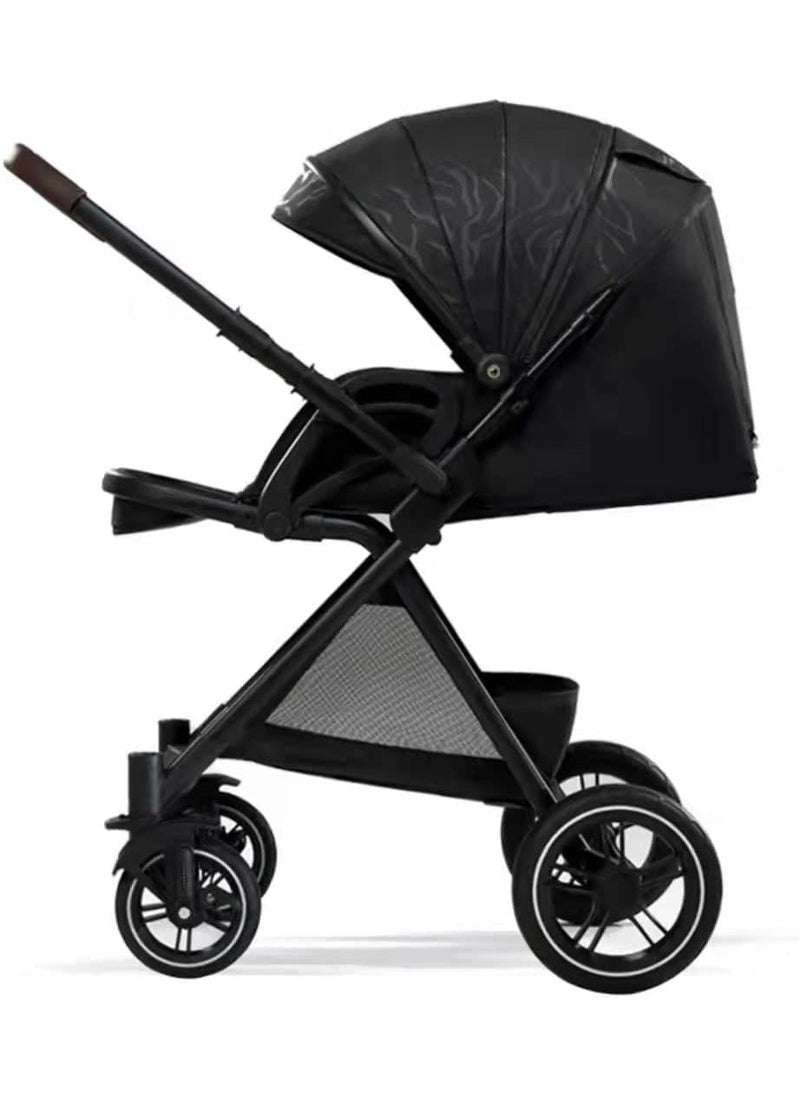 عربة أطفال A10 الفاخرة - عربة أطفال قابلة للطي عالية الجودة بتصميم أنيق - لون أسود - Image 1