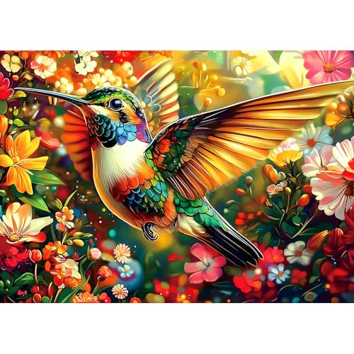 Blueforest Hummingbird Dream 1000 Piece Puzzle for Adults Vibrant Hummingbird Flowers Jigsaw Puzzle Premium Recycled Puzzle with Poster Letters on Back 275 x 197 - Image 1
