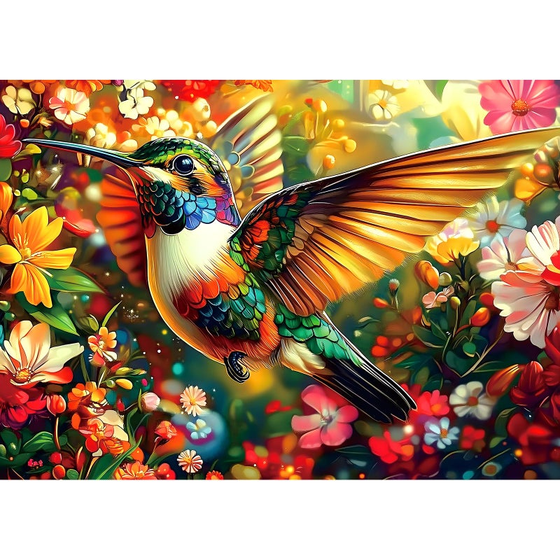 Blueforest Hummingbird Dream 1000 Piece Puzzle for Adults Vibrant Hummingbird Flowers Jigsaw Puzzle Premium Recycled Puzzle with Poster Letters on Back 275 x 197 - Image 3