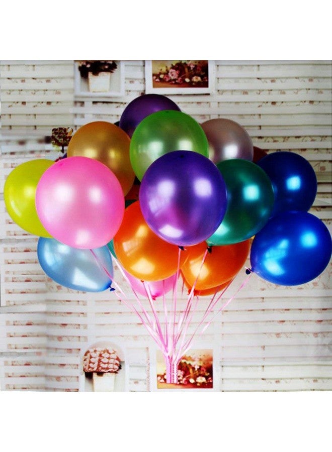 Rubber Pack Of 50 Metallic Color Balloons For Birthday Decoration Baby Shower Anniversary Wedding Decorations Balloons Metallic Themed Decoration Items Kit