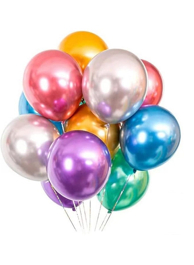 Rubber Pack Of 50 Metallic Color Balloons For Birthday Decoration Baby Shower Anniversary Wedding Decorations Balloons Metallic Themed Decoration Items Kit