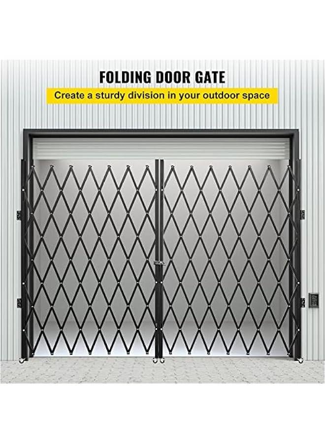 Arabest Double Folding Security Gate, 87 H x 150 W Folding Door Gate, Steel Accordion Security Gate, Flexible Expanding Security Gate, 360° Rolling Barricade Gate, Scissor Gate or Door with Keys - Image 2