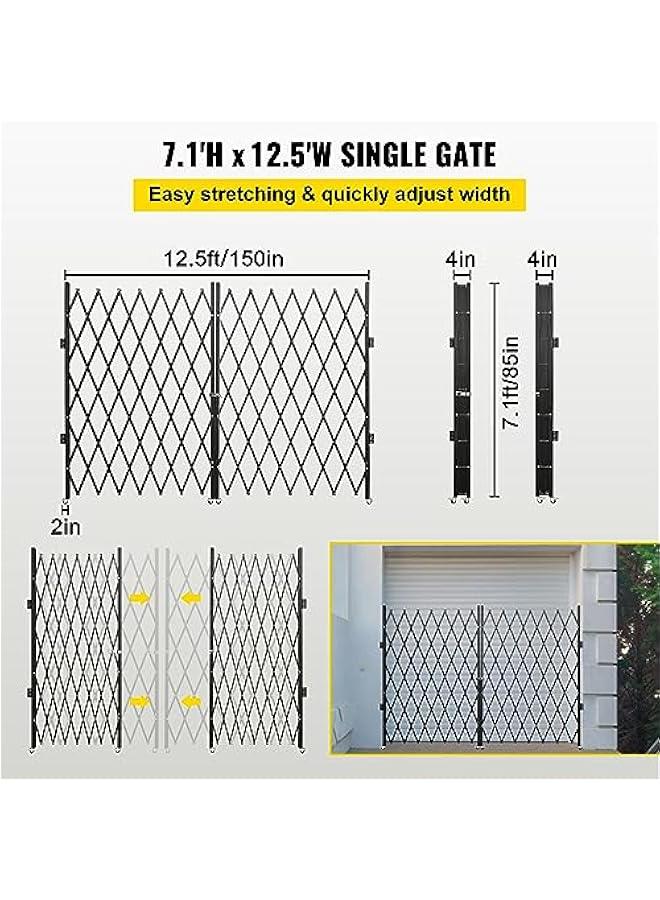 Arabest Double Folding Security Gate, 87 H x 150 W Folding Door Gate, Steel Accordion Security Gate, Flexible Expanding Security Gate, 360° Rolling Barricade Gate, Scissor Gate or Door with Keys - Image 3