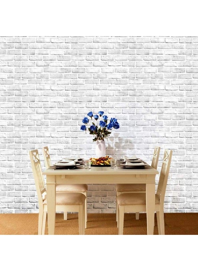 Univocean Modern White Brick Wallpaper, 3D Pattern Self Adhesive Peel and Stick Wall Paper (PVC Vinyl Stickers, 500 x 45 cm, White) - Image 2