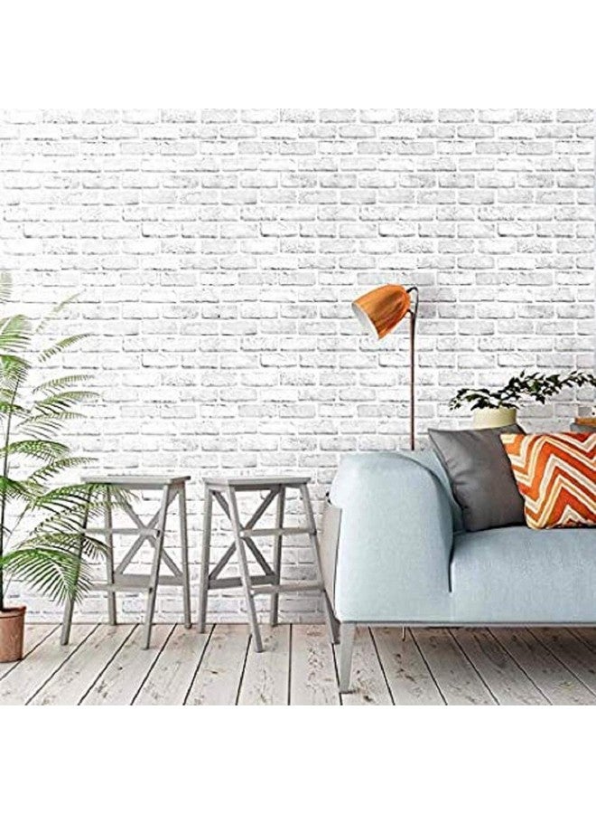Univocean Modern White Brick Wallpaper, 3D Pattern Self Adhesive Peel and Stick Wall Paper (PVC Vinyl Stickers, 500 x 45 cm, White) - Image 1