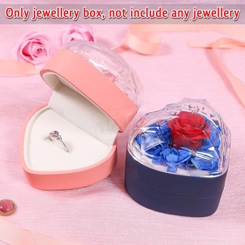 TLISMI Preserved Flower Heart Shape Ring Box | Elegant Diamond-Faced Jewellery Gift Box for Ring, Earrings & Necklace | Romantic Proposal, Engagement & Valentine’s Day Gift for Girls & Women - Image 2