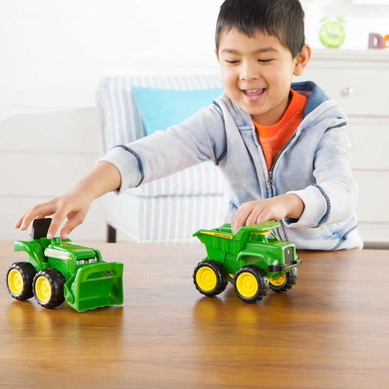 John Deere TOMY John Deere Vehicle Set - Includes Dump Truck and Tractor Toy with Loader for Sandbox - Kids Outdoor and Construction Toys - 6 Inches - 2 Count- Ages 18 Months and Up - Image 2