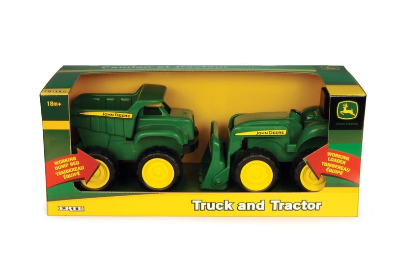 John Deere TOMY John Deere Vehicle Set - Includes Dump Truck and Tractor Toy with Loader for Sandbox - Kids Outdoor and Construction Toys - 6 Inches - 2 Count- Ages 18 Months and Up - Image 3