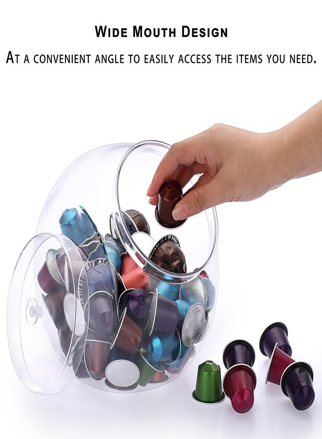 ELLDOO Clear Slanted Plastic Storage Jar with Lid, 80 Oz Wide Mouth Laundry Pods Container, Coffee Pods Holder for Nespresso K Cup, Candy Cookie Jars for Coffee Bar Kitchen Breakroom - Image 4