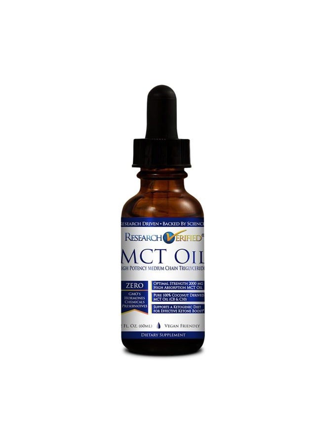 research verified 100% MCT Oil - 2 Fl. Oz. - 1 Bottle - Vegan Friendly - Image 1