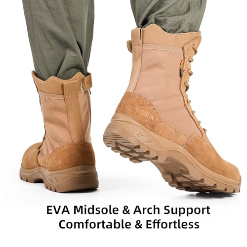 IODSON Men's Military Tactical Work Boots with Side Zipper, Puncture Resistant, Desert Combat, Army Jungle, 8 Inch Lightweight Hiking Boots Coyote US 9 - Image 5