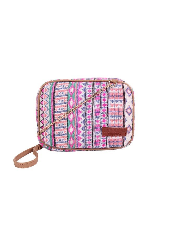 ASTRID Pink Multicolor Womens Box Sling Bag Small Size - Image 3