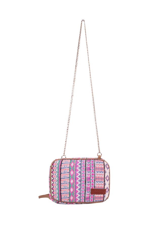 ASTRID Pink Multicolor Womens Box Sling Bag Small Size - Image 1