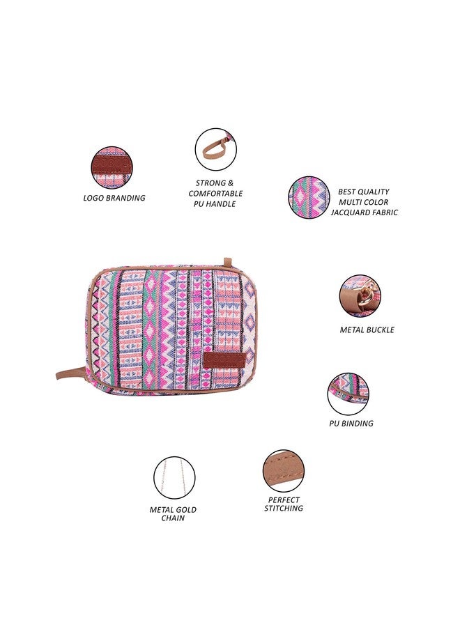 ASTRID Pink Multicolor Womens Box Sling Bag Small Size - Image 5