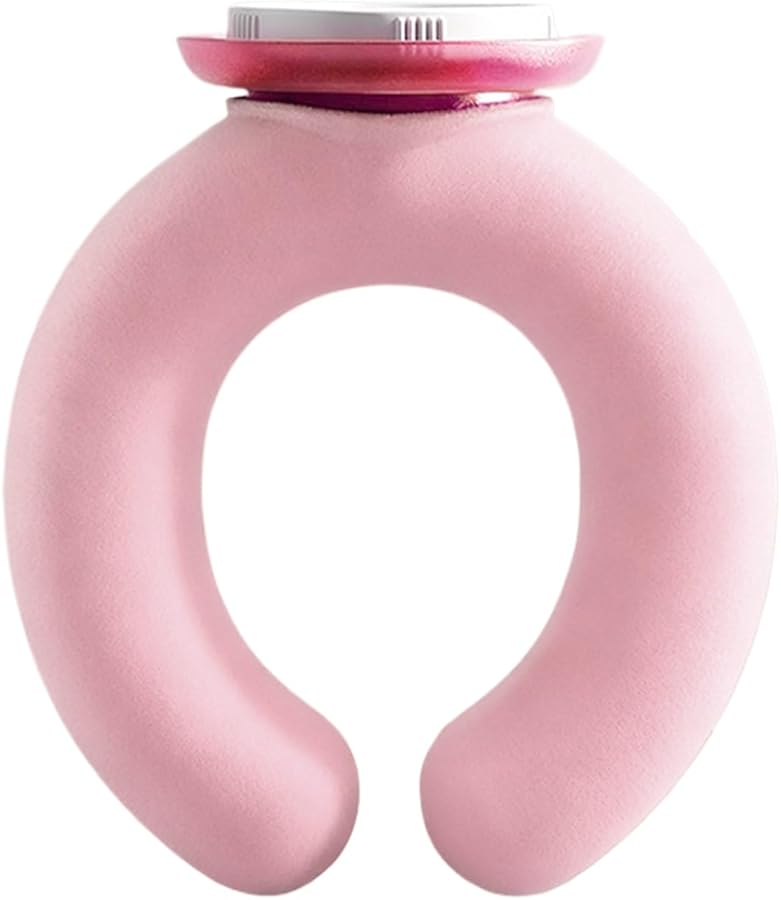 Pink Neck Heating Pillow U Shaped Hot Water Bag for Shoulder Relief Muscle Relaxation - Image 1