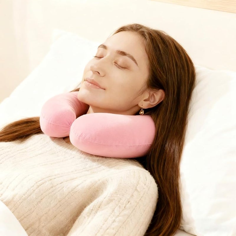 Pink Neck Heating Pillow U Shaped Hot Water Bag for Shoulder Relief Muscle Relaxation - Image 4