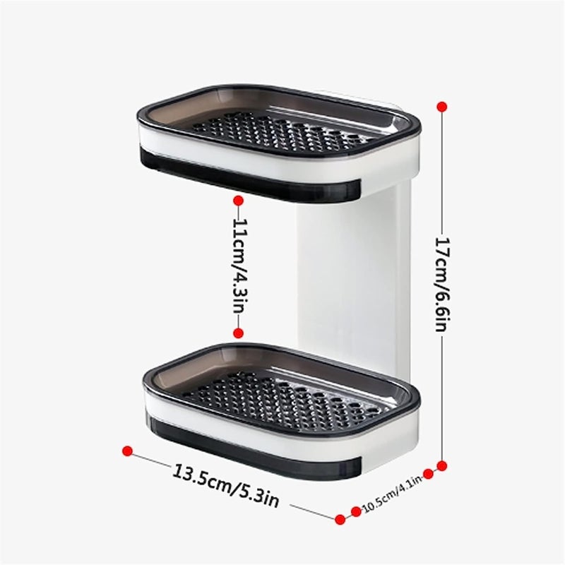 HETVIN Dual-Layer Soap Dish with Modern Design, Self-Adhesive Wall Mount for Easy Installation, Sturdy and Durable with Non-Slip Soap Holders and Water Drain System - Image 2
