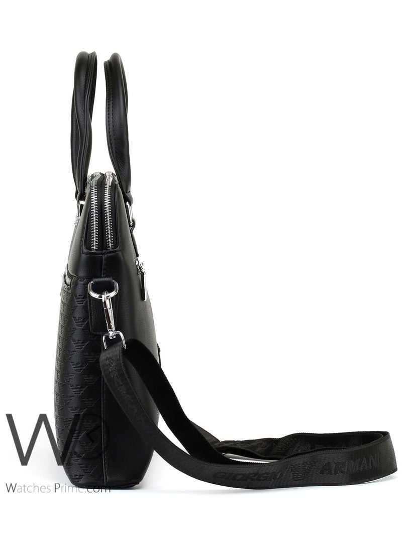 جورجيو أرماني حقيبة يد جورجيو أرماني الجلدية السوداء الفاخرة شنطة بيزنس للاعمال - Image 4