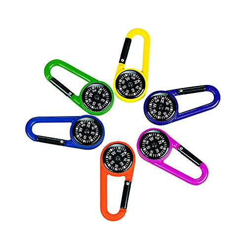 Fun Express Plastic Compass Clips (1 Dozen) Party Favors, Outdoor Toys, Camping Supplies, Geocaching Accessories - VBS Vacation Bible School Supplies/Decor - Image 1