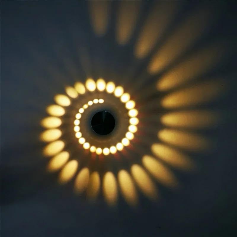blissbells Metal 3W Led Spiral Wall Light for Bedroom, Living Room, Dining Room, Kitchen, Bathroom, Stairway Lighting, Warm White, Pack of 1 (Black, Warm White) - Image 1