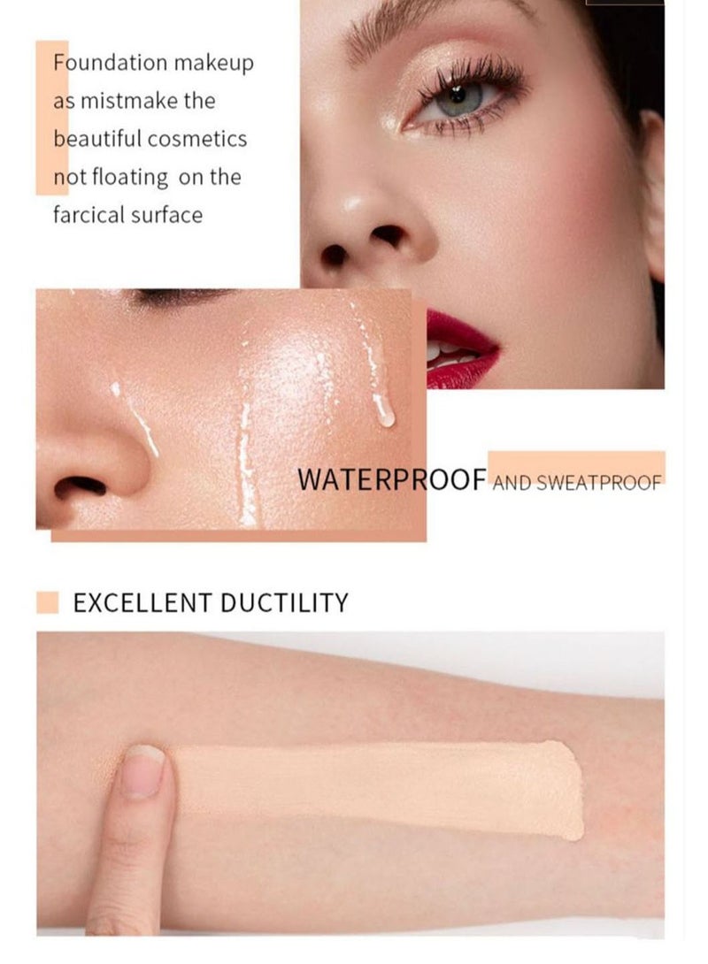 DEROL Liquid Foundation-Full Coverage Makeup Matte Waterproof Dewy Lightweight Feel Flawless Oil-Controlling Coverage Smooth Face Foundations 24 Hours Soft Nature Base Skin Tint - Image 4