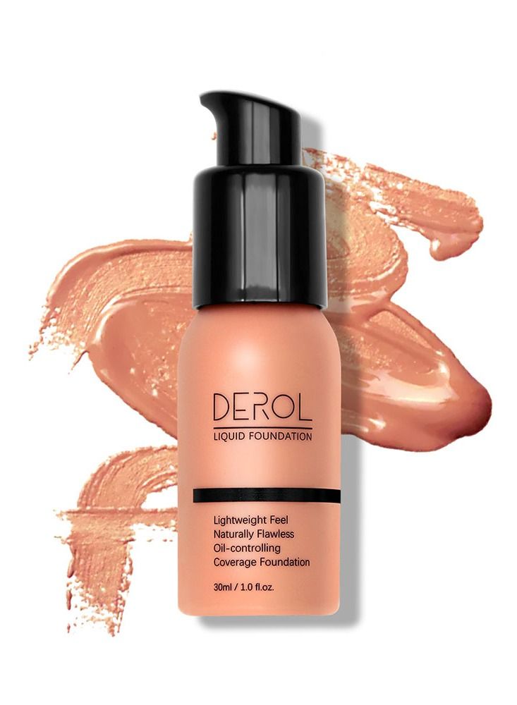 DEROL Liquid Foundation-Full Coverage Makeup Matte Waterproof Dewy Lightweight Feel Flawless Oil-Controlling Coverage Smooth Face Foundations 24 Hours Soft Nature Base Skin Tint - Image 1