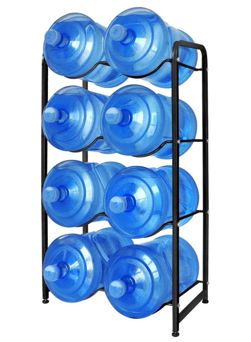 DubaiGallery 5 Gallon Water Jug Holder for 8 Bottles, 4 Tier Water Jug Stand with 8 lots Storage Rack, Heavy Duty Water Jug Rack Cooler Dispenser Bottle Holder with Reinforced Frame for Kitchen Office  - Image 1