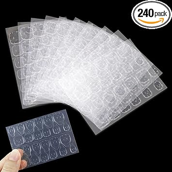 Sularpek False Nails Stickers 240 Pcs DoubleSide Glue Nail Sticker 10 Sheets Transparent Adhesive Nail Tab Breathable False Nail Glue Stickers for DIY Nail Art Decoration - Image 1