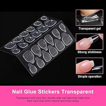 Sularpek False Nails Stickers 240 Pcs DoubleSide Glue Nail Sticker 10 Sheets Transparent Adhesive Nail Tab Breathable False Nail Glue Stickers for DIY Nail Art Decoration - Image 5