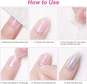 Sularpek False Nails Stickers 240 Pcs DoubleSide Glue Nail Sticker 10 Sheets Transparent Adhesive Nail Tab Breathable False Nail Glue Stickers for DIY Nail Art Decoration - Image 4