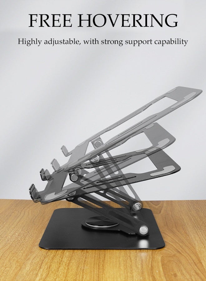 DUNISO Foldable Laptop Stand with 360° Rotating Base Ergonomic Air Ventilated Laptop Riser Holder Portable Adjustable Height Non-slip Carbon Steel Laptop Holder Compatible with MacBook Air, Pro, All 11-17.3" Laptops - Image 3