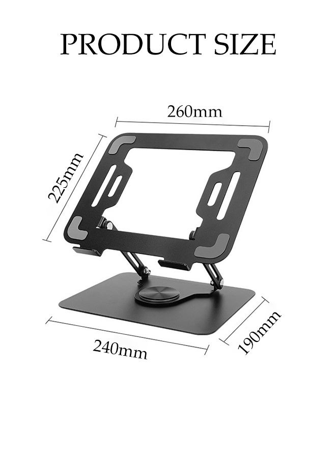 DUNISO Foldable Laptop Stand with 360° Rotating Base Ergonomic Air Ventilated Laptop Riser Holder Portable Adjustable Height Non-slip Carbon Steel Laptop Holder Compatible with MacBook Air, Pro, All 11-17.3" Laptops - Image 4