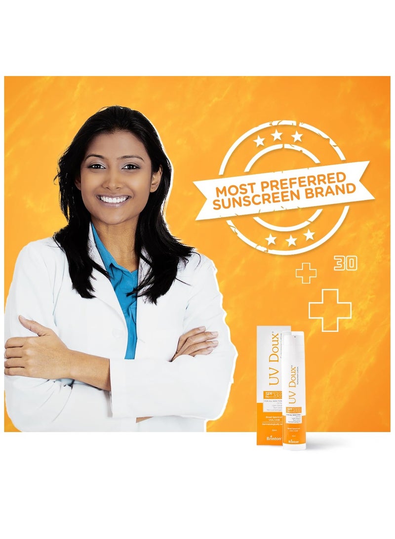بريتون لوشن واقي من الشمس يو في دوكس بعامل حماية من الشمس 30 | تركيبة خالية من الزيوت | حماية من الأشعة فوق البنفسجية الطويلة والمتوسطة | مقاوم للتعرق والماء | خفيف الوزن، غير دهني، ولا يُسبب انسداد المسام | للبشرة الجافة والحساسة | خالٍ من البنزين | 50 مل - Image 5