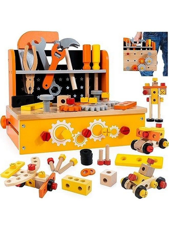KIDWILL Wooden Tool Bench For Kids, 54-Piece Kids Tool Set With 2-In-1 Workbench & Take-Along Tool Kit, Stem Educational Toy Tools For Kids Ages 3 4 5 6 7 8 Years Old, Boy Toys - Image 1